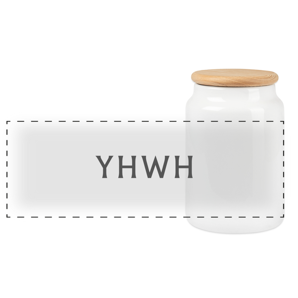 YHWH Cookie Jar with Wooden Lid - white