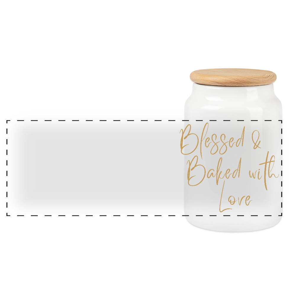 Blessed Cookie Jar with Wooden Lid - white