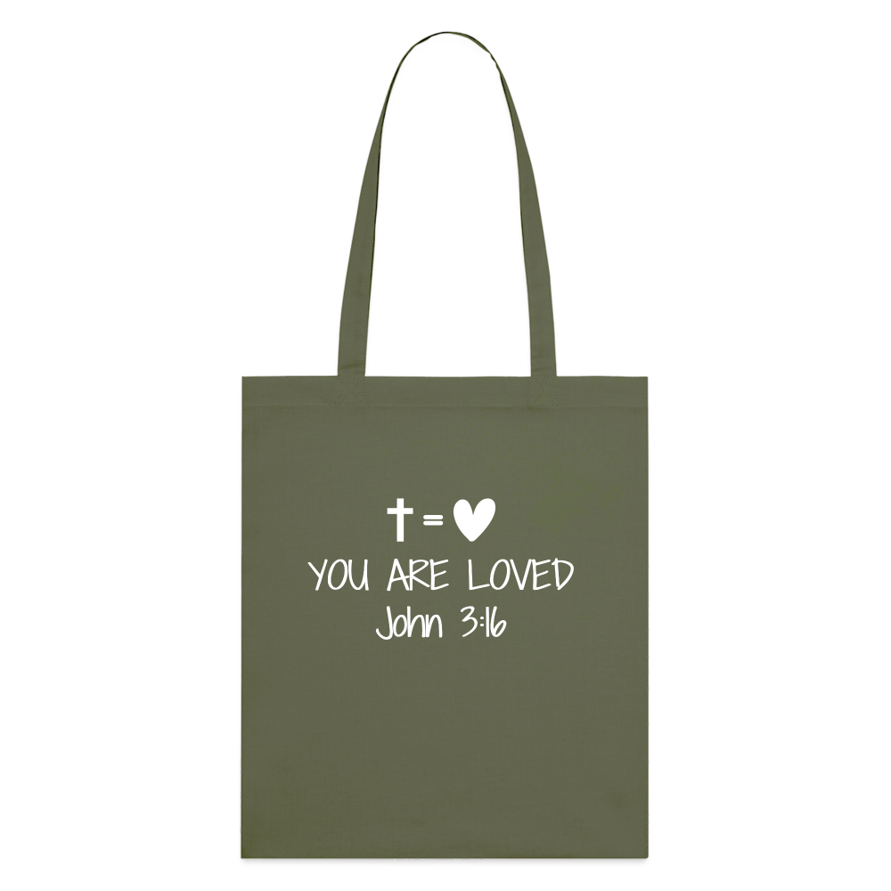 You are loved Organic Tote Bag - khaki
