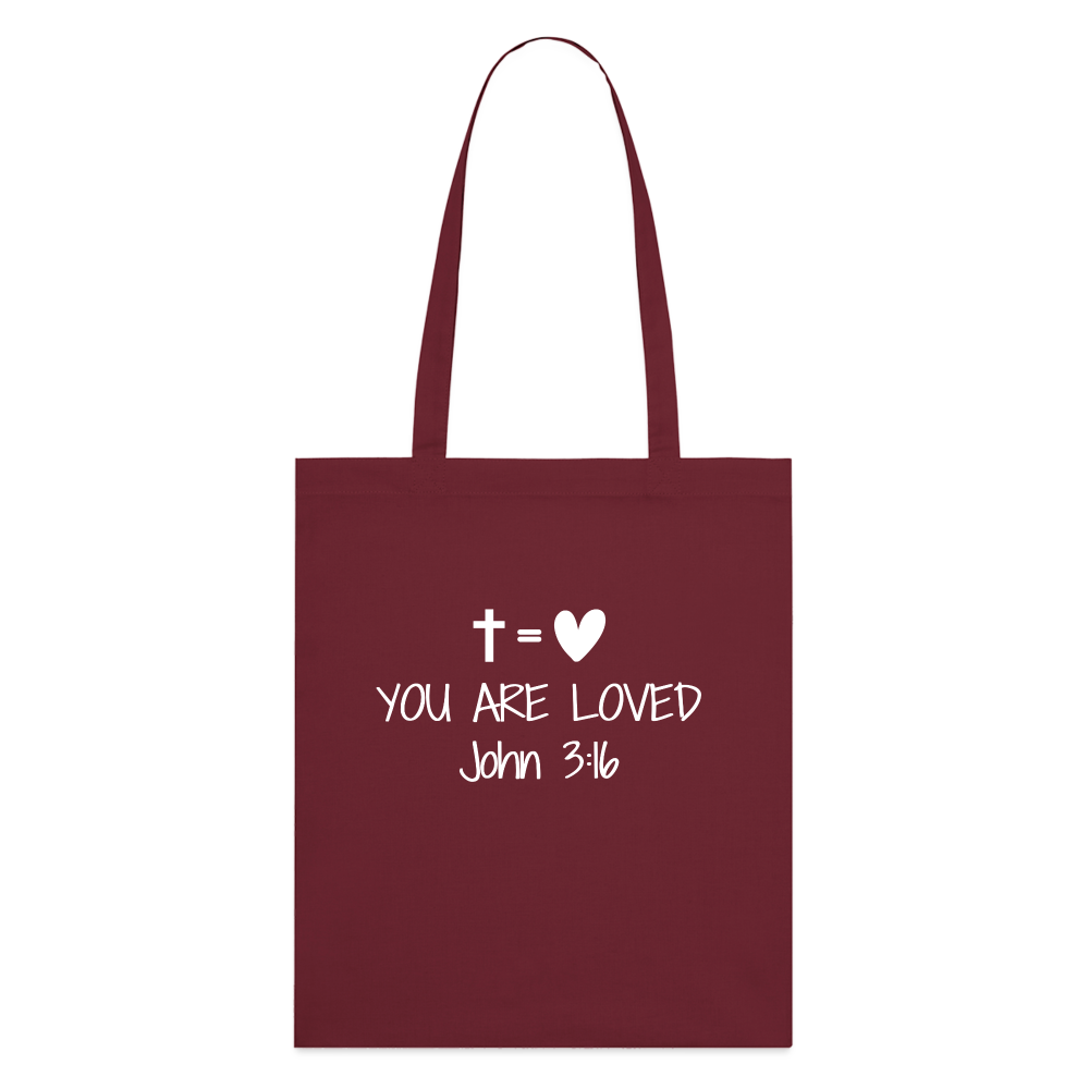 You are loved Organic Tote Bag - burgundy