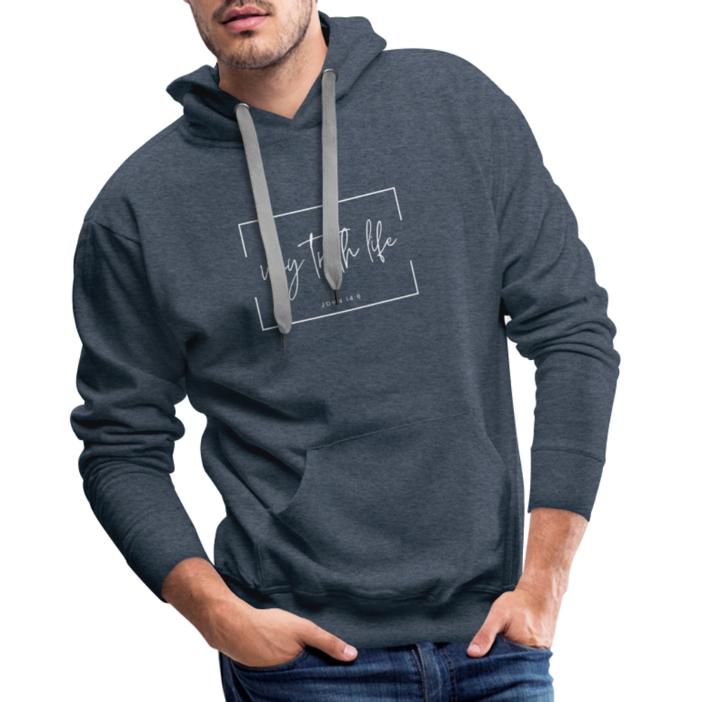 Way Truth Life Men’s Premium Hoodie - heather denim