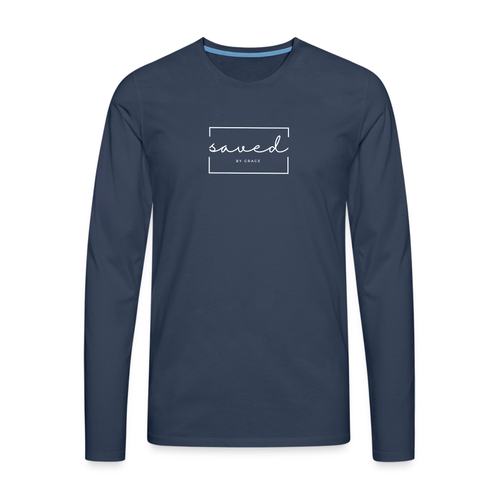 Saved by grace Men's Premium Longsleeve Shirt - navy