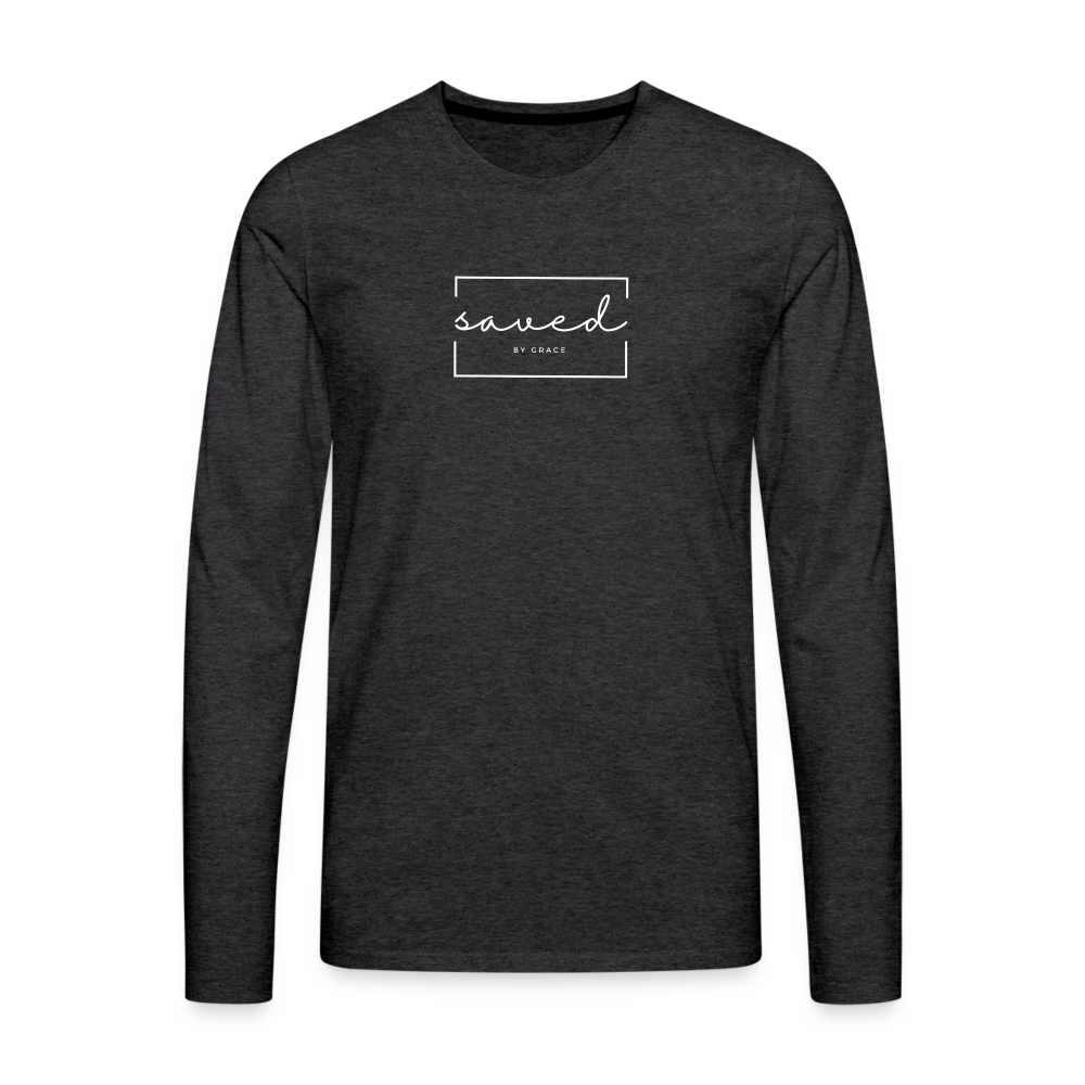 Saved by grace Men's Premium Longsleeve Shirt - charcoal grey