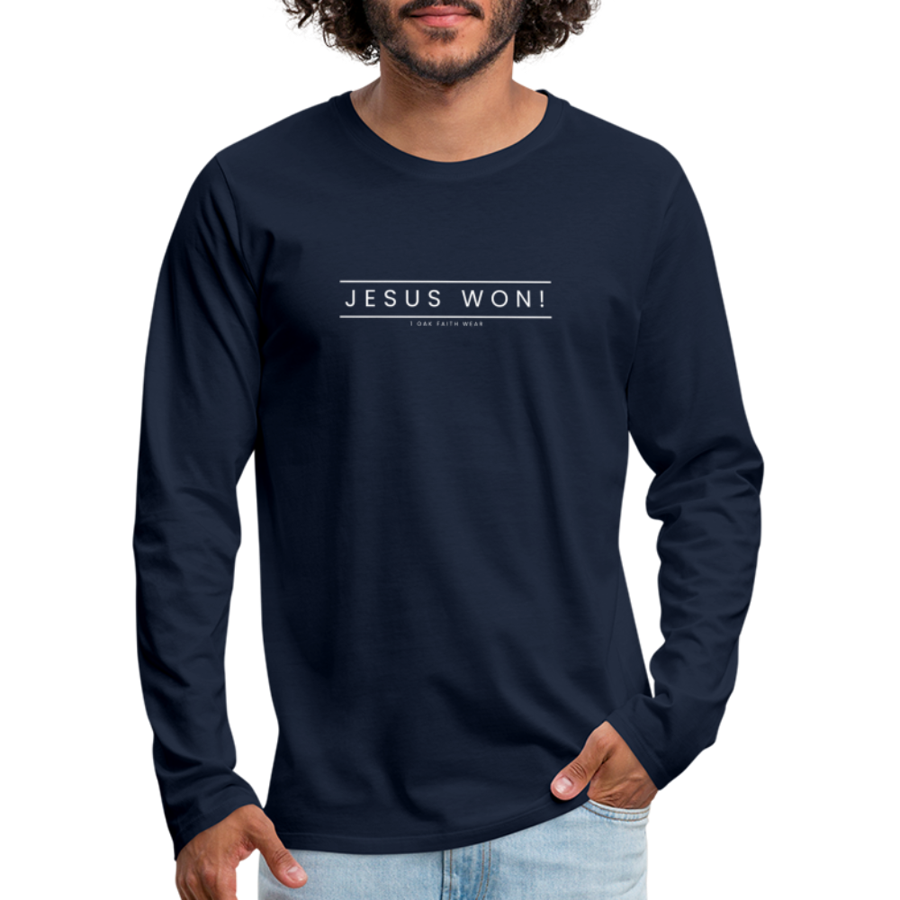 Jesus won! Men's Premium Longsleeve Shirt - navy