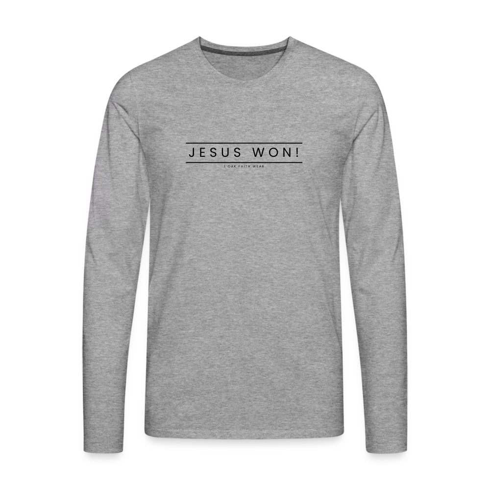 Jesus won! Men's Premium Longsleeve Shirt - heather grey