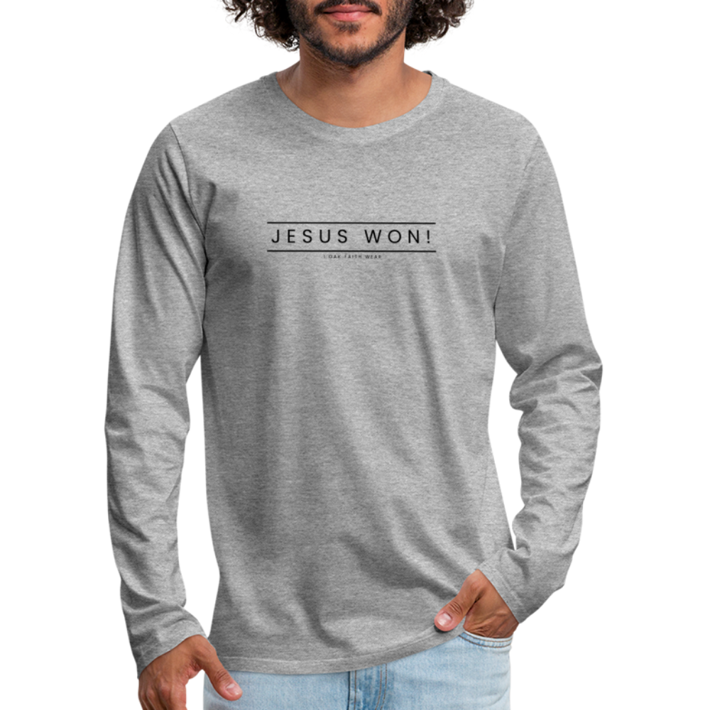 Jesus won! Men's Premium Longsleeve Shirt - heather grey