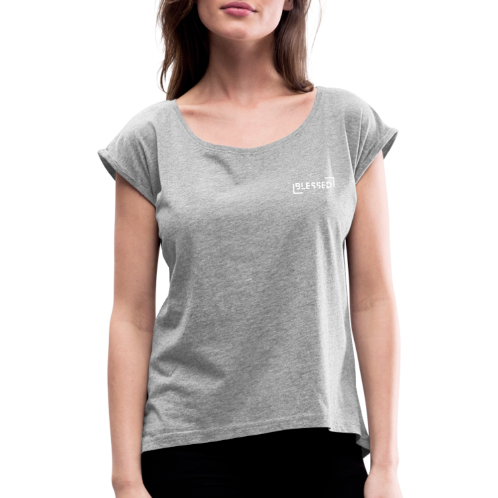 Blessed Women’s T-shirt with rolled sleeves - heather grey