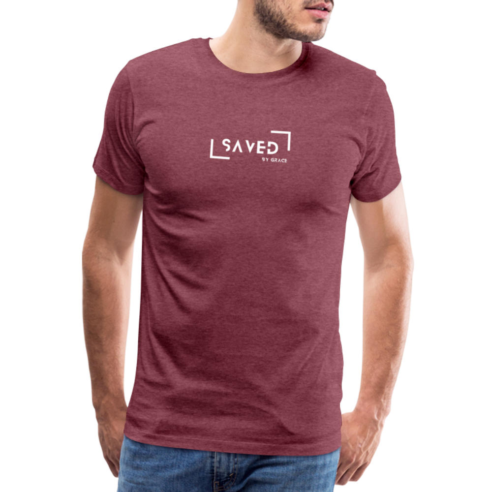 Saved by grace Men’s Premium T-Shirt - heather burgundy