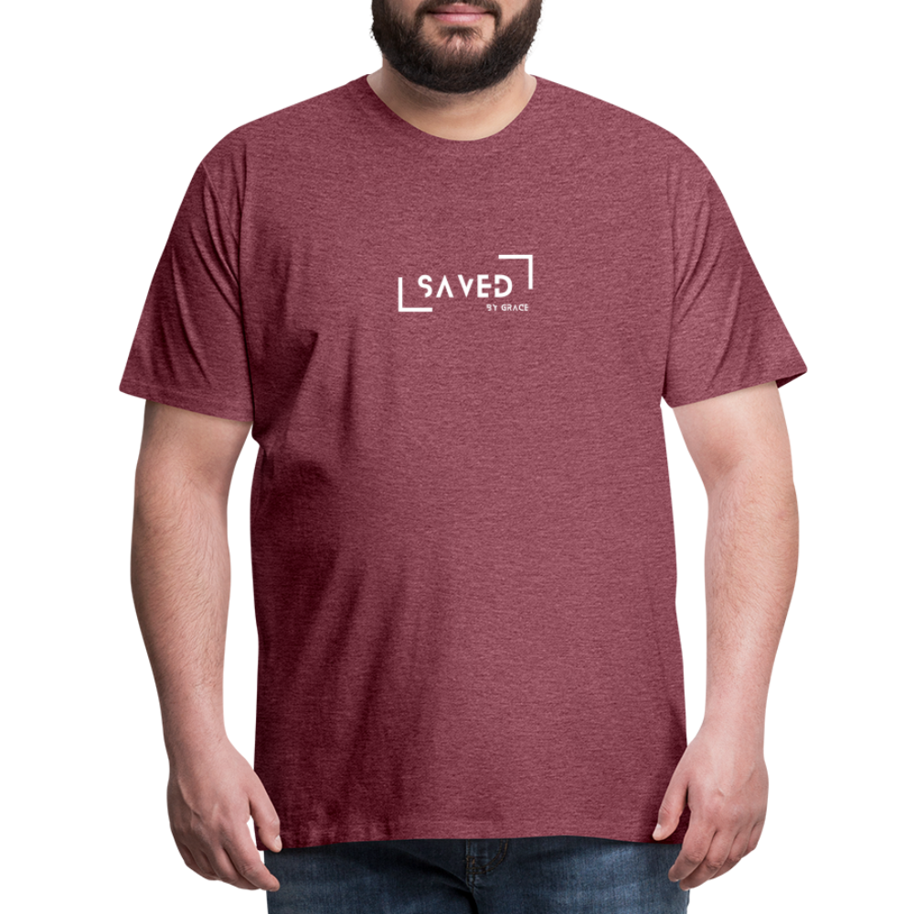 Saved by grace Men’s Premium T-Shirt - heather burgundy