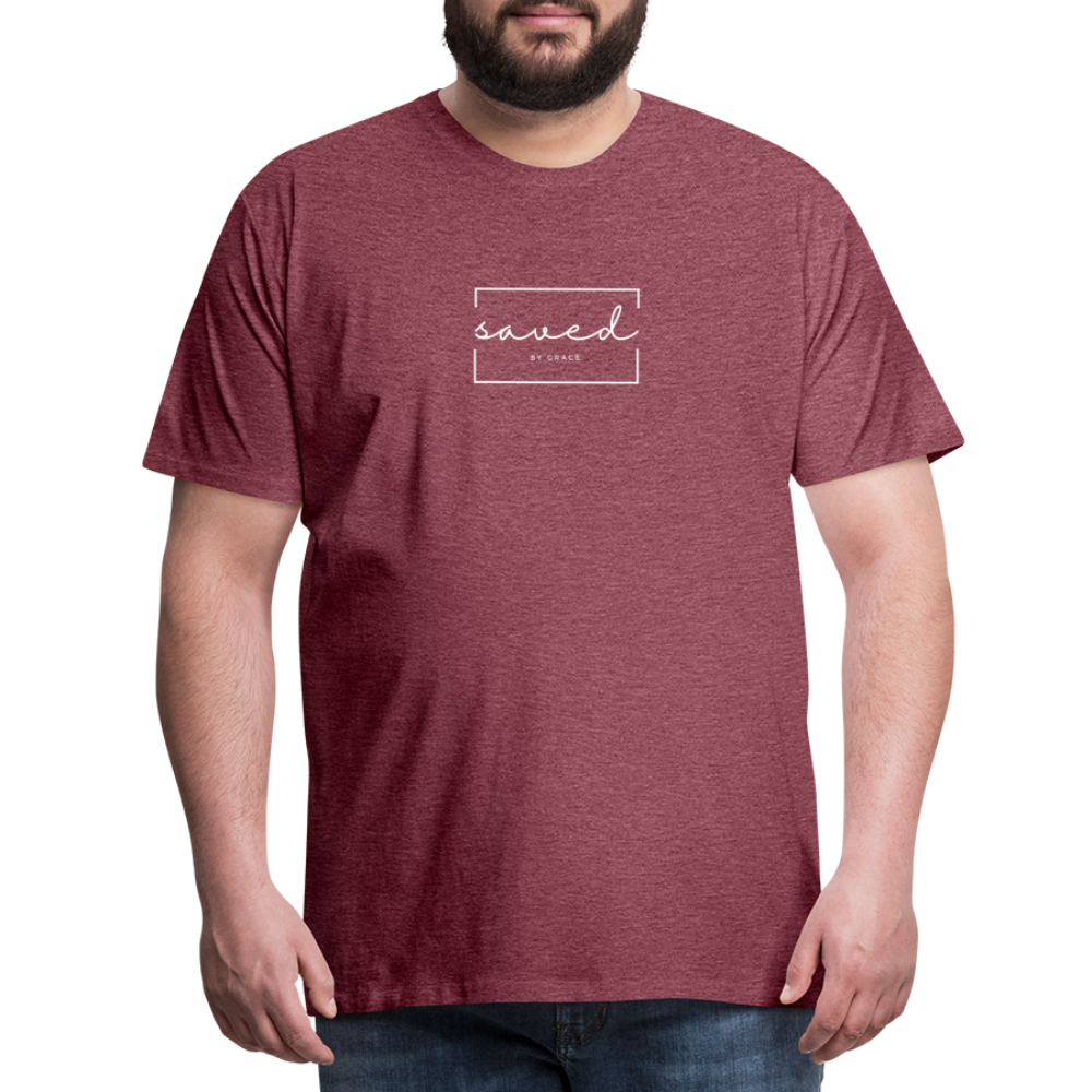 Saved by grace Men’s Premium T-Shirt - heather burgundy