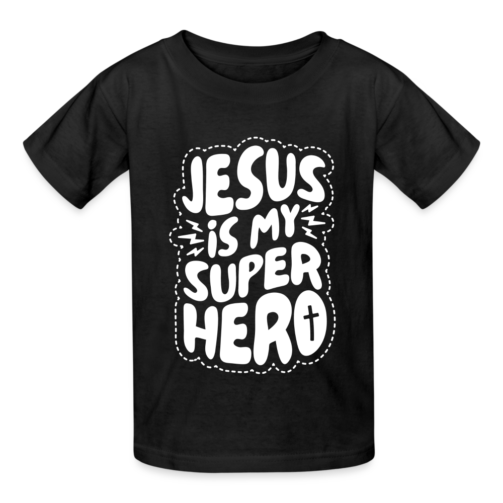 Jesus is my Superhero Kids T-Shirt - black