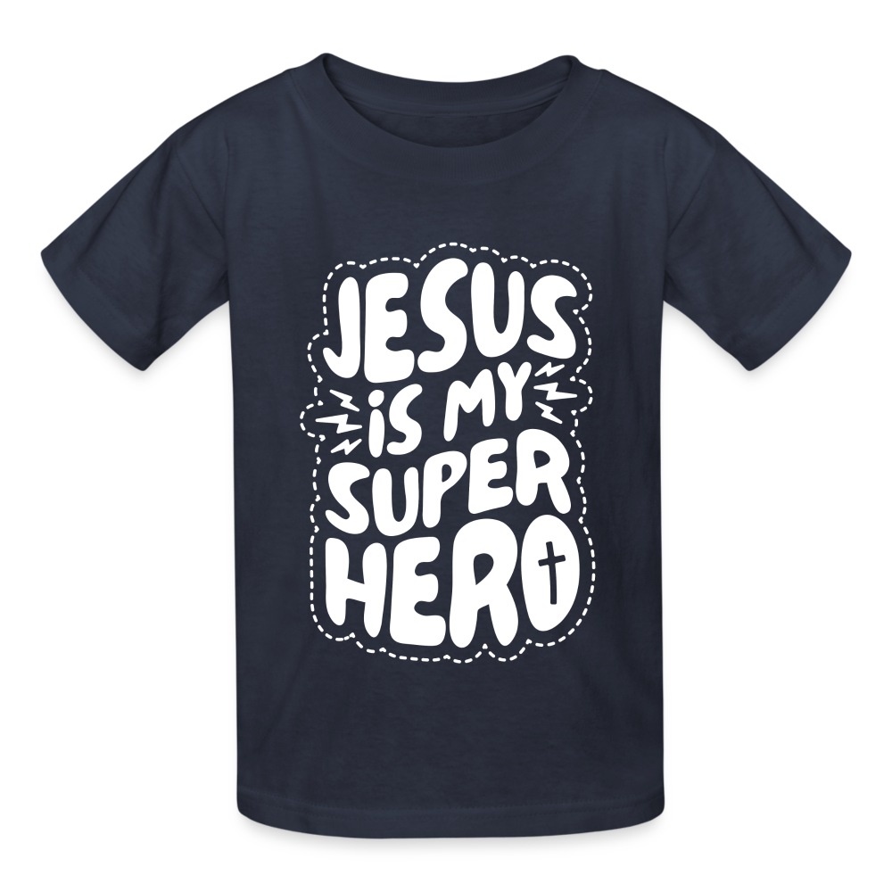 Jesus is my Superhero Kids T-Shirt - navy