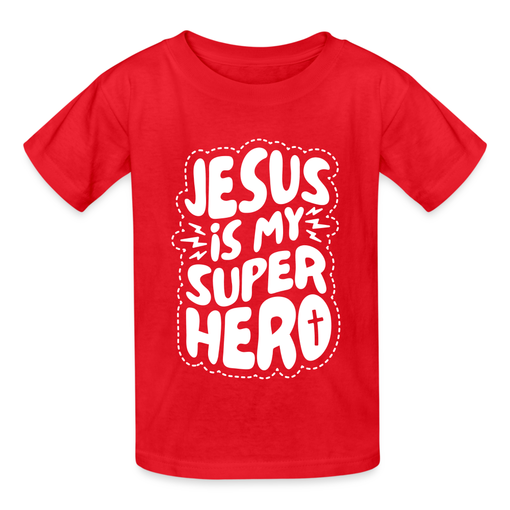 Jesus is my Superhero Kids T-Shirt - red