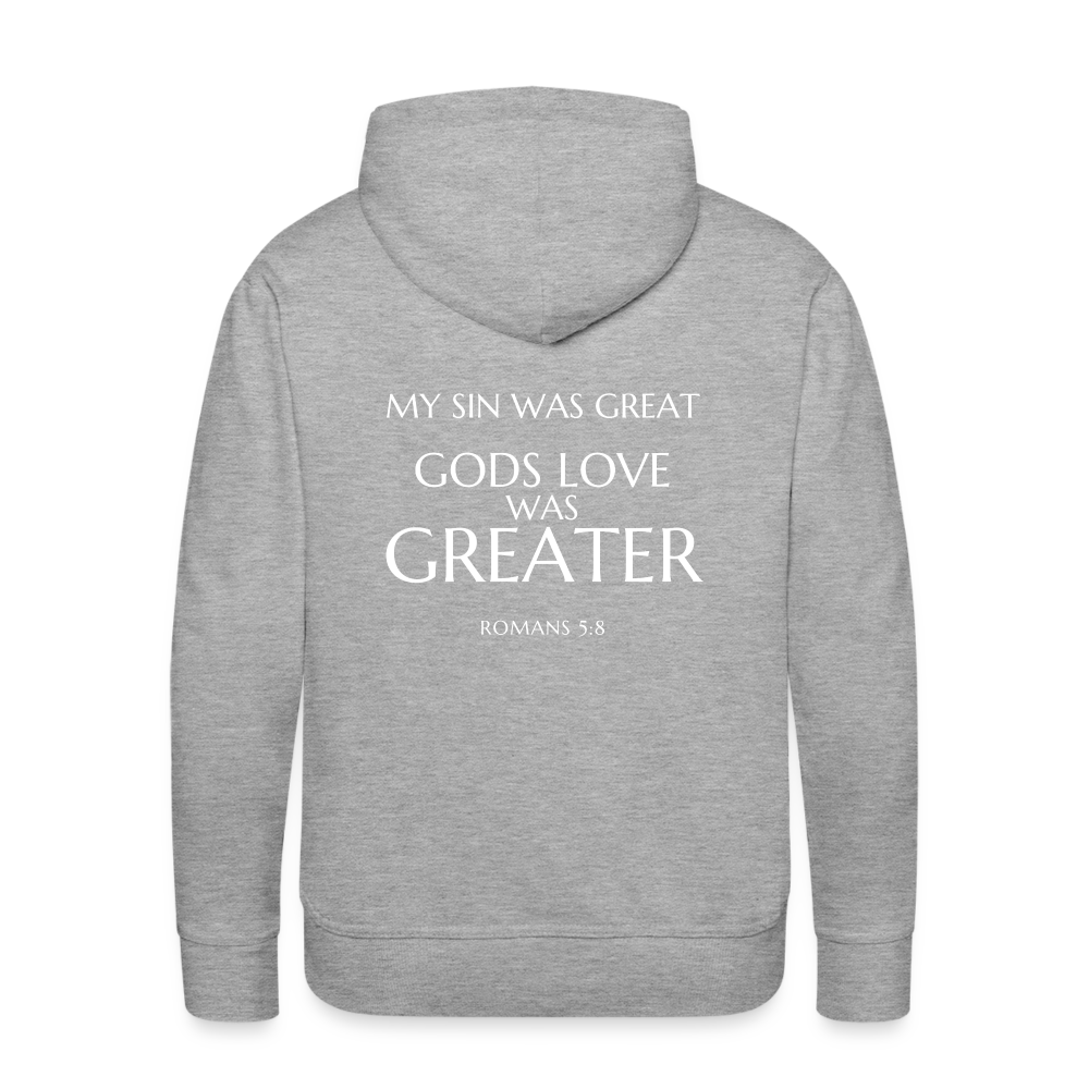 Gods love was greater Men’s Premium Hoodie - heather grey