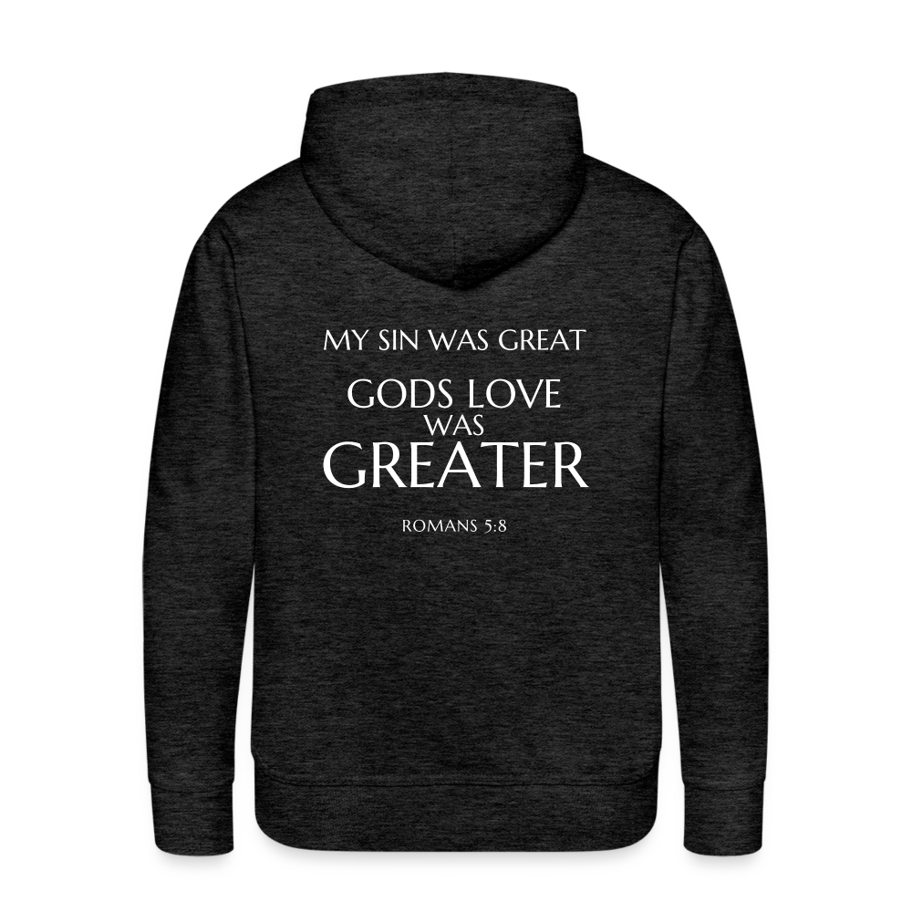 Gods love was greater Men’s Premium Hoodie - charcoal grey