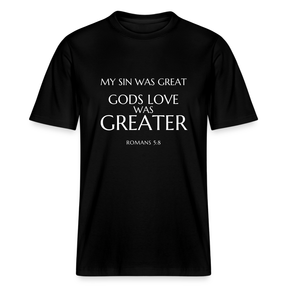 Gods love was greater Relaxed Fit Unisex Organic T-Shirt - black