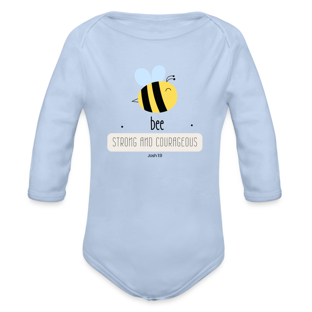 Bee Strong Organic Longsleeve Baby Bodysuit - sky