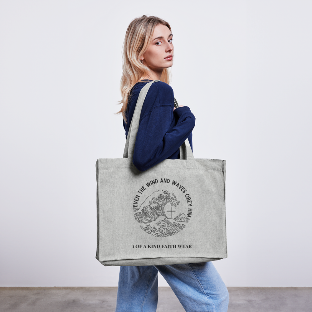 Wind and waves Canvas Shopping Bag - black - heather grey