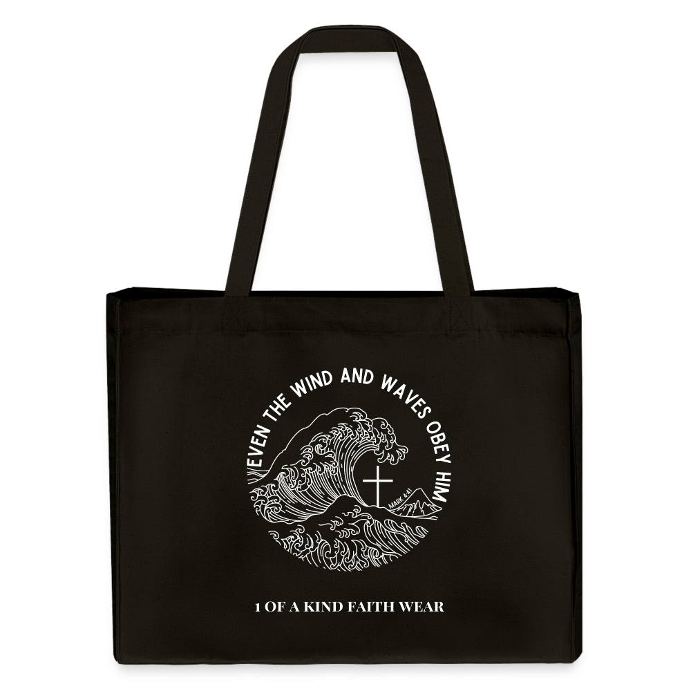 Wind and waves Canvas Shopping bag - black