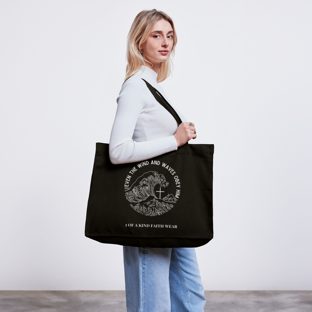 Wind and waves Canvas Shopping bag - black