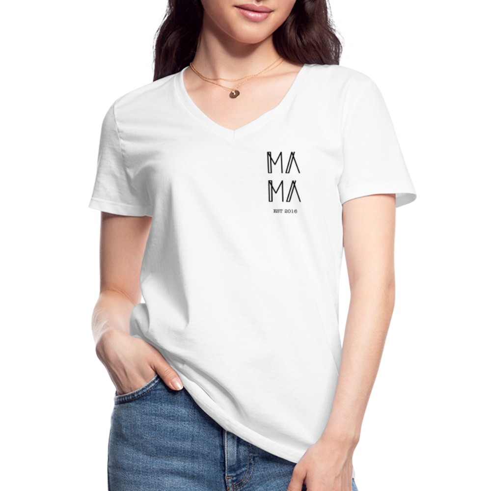 MAMA customizable Women’s V-Neck T-Shirt - white