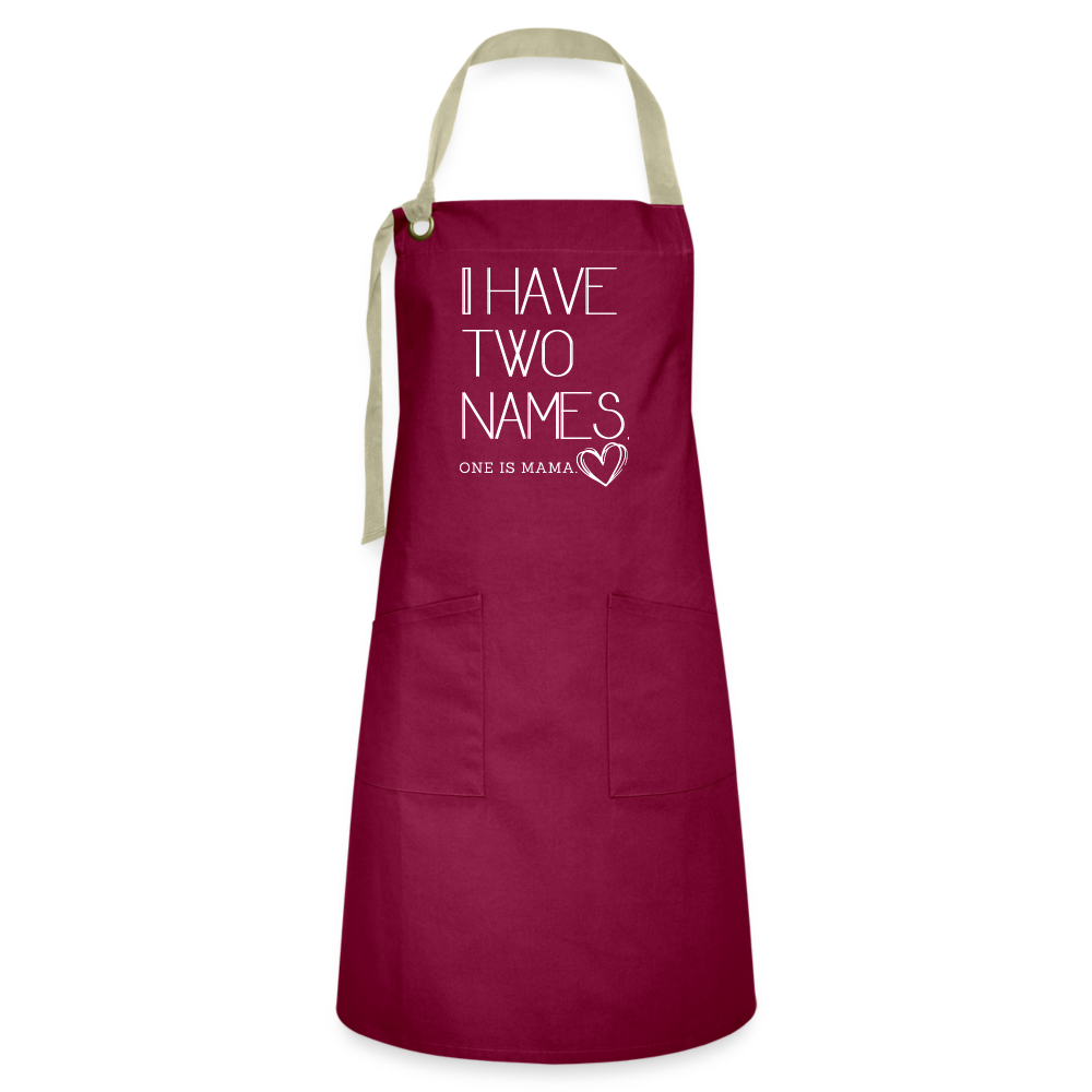 Mom Artisan Apron - burgundy / desert sand