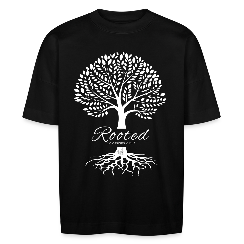 Rooted unisex oversize organic T-shirt - black