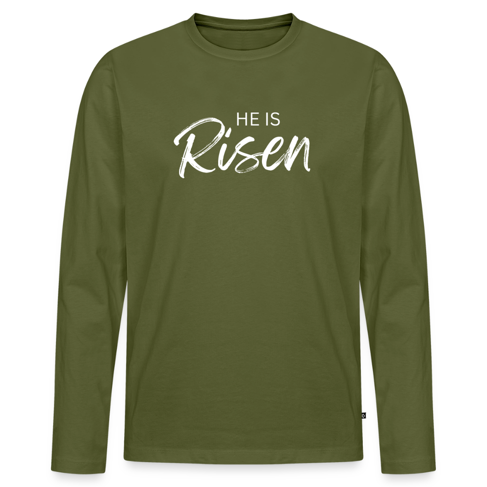 He is Risen Men's Premium Organic Long Sleeve Shirt - khaki