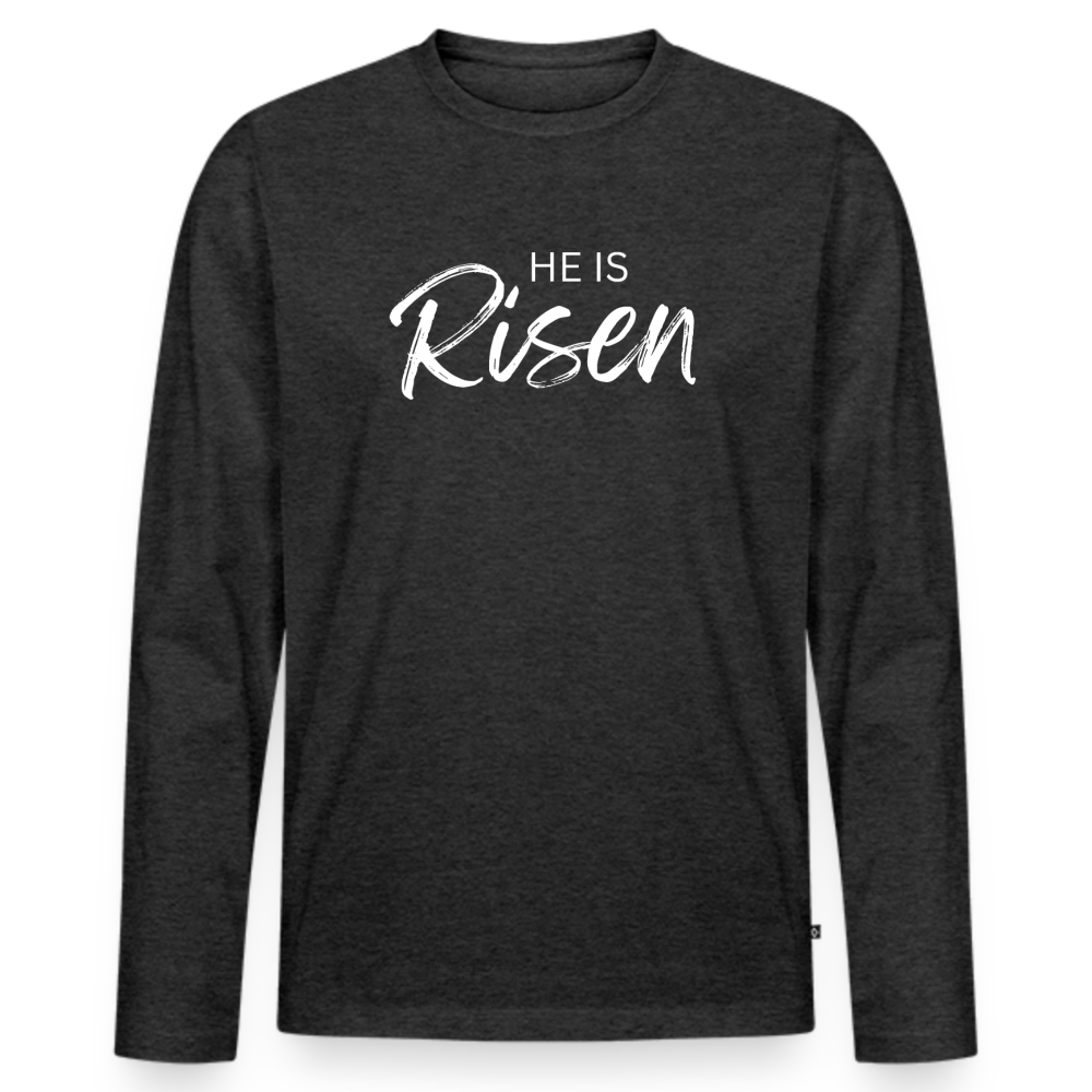 He is Risen Men's Premium Organic Long Sleeve Shirt - heather anthracite