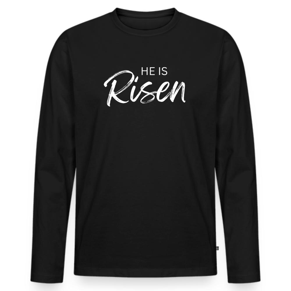He is Risen Men's Premium Organic Long Sleeve Shirt - black