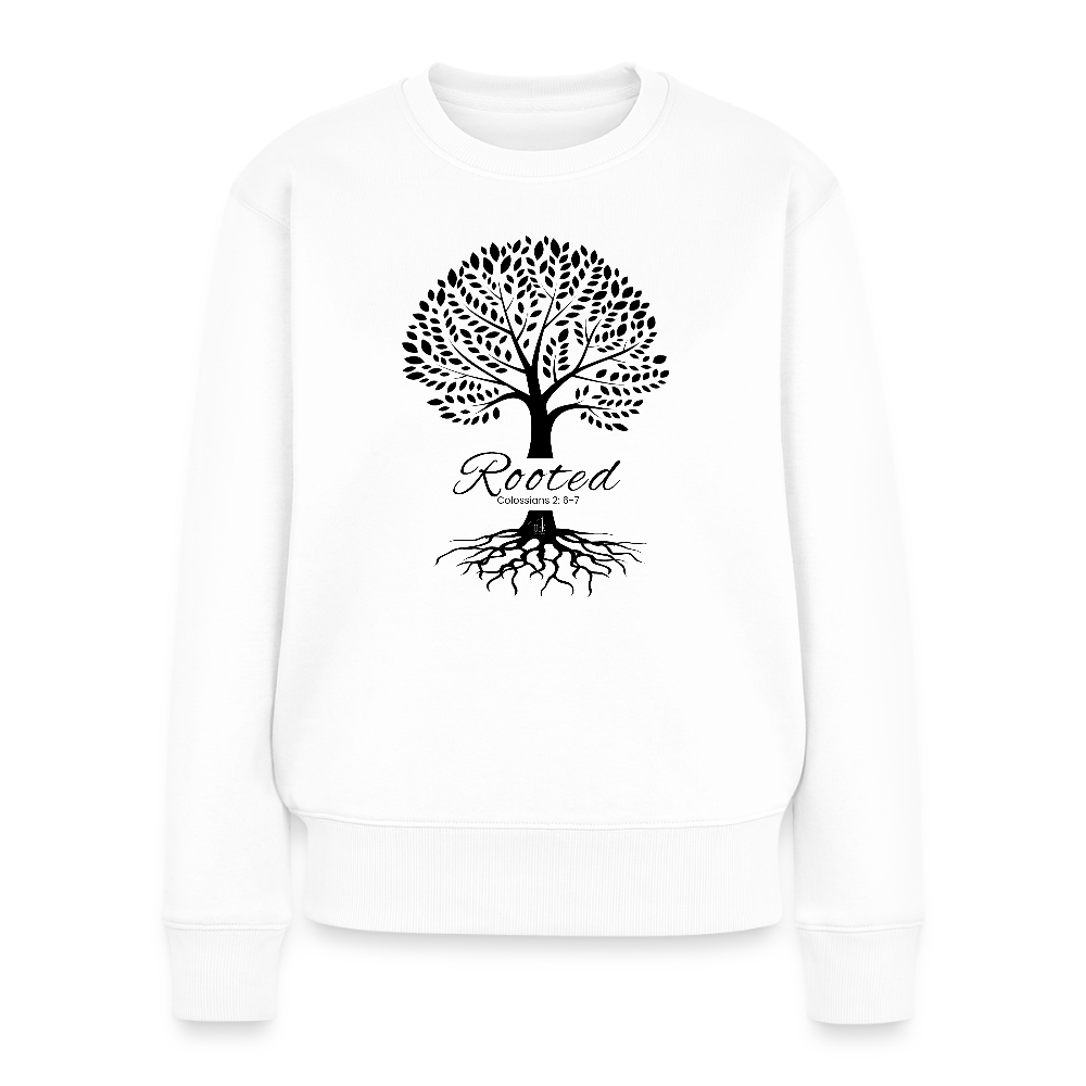 Rooted in Christ Women’s Premium Sweatshirt - white