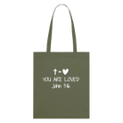 You are loved  Organic Tote Bag - khaki