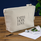 Faith Hope Love Pouch - nature