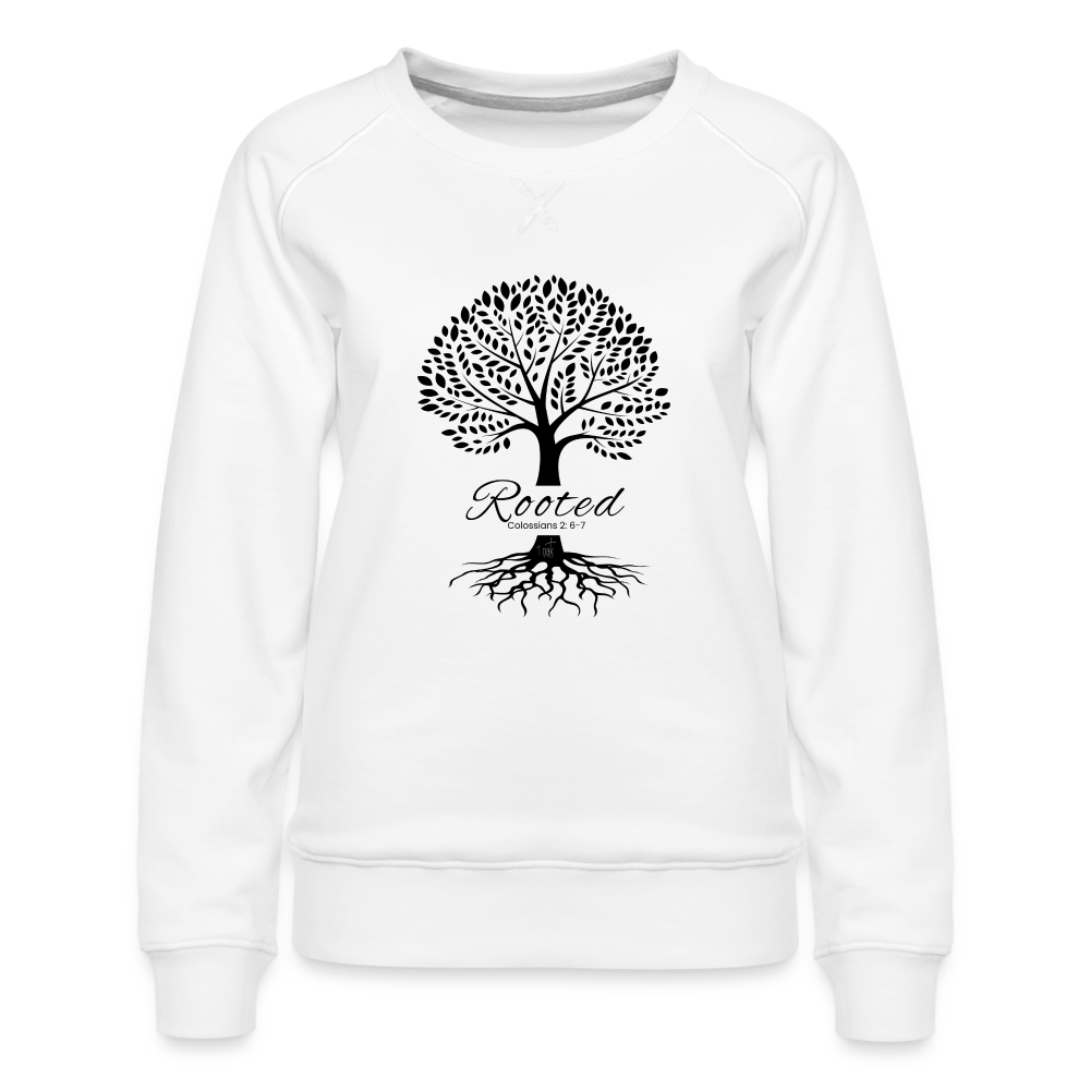 Rooted in Christ Women’s Premium Sweatshirt - white