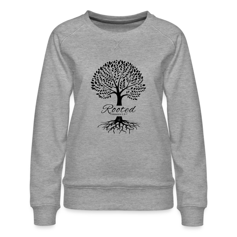 Rooted in Christ Women’s Premium Sweatshirt - heather grey