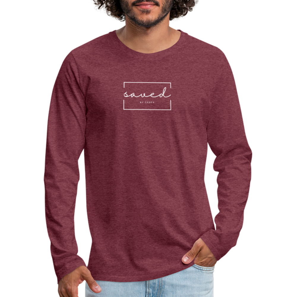 Saved by grace Men's Premium Longsleeve Shirt - heather burgundy