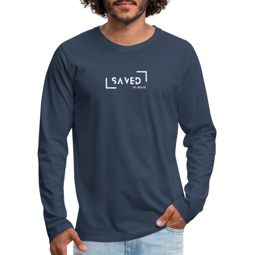 Saved by grace Men's Premium Longsleeve Shirt - navy