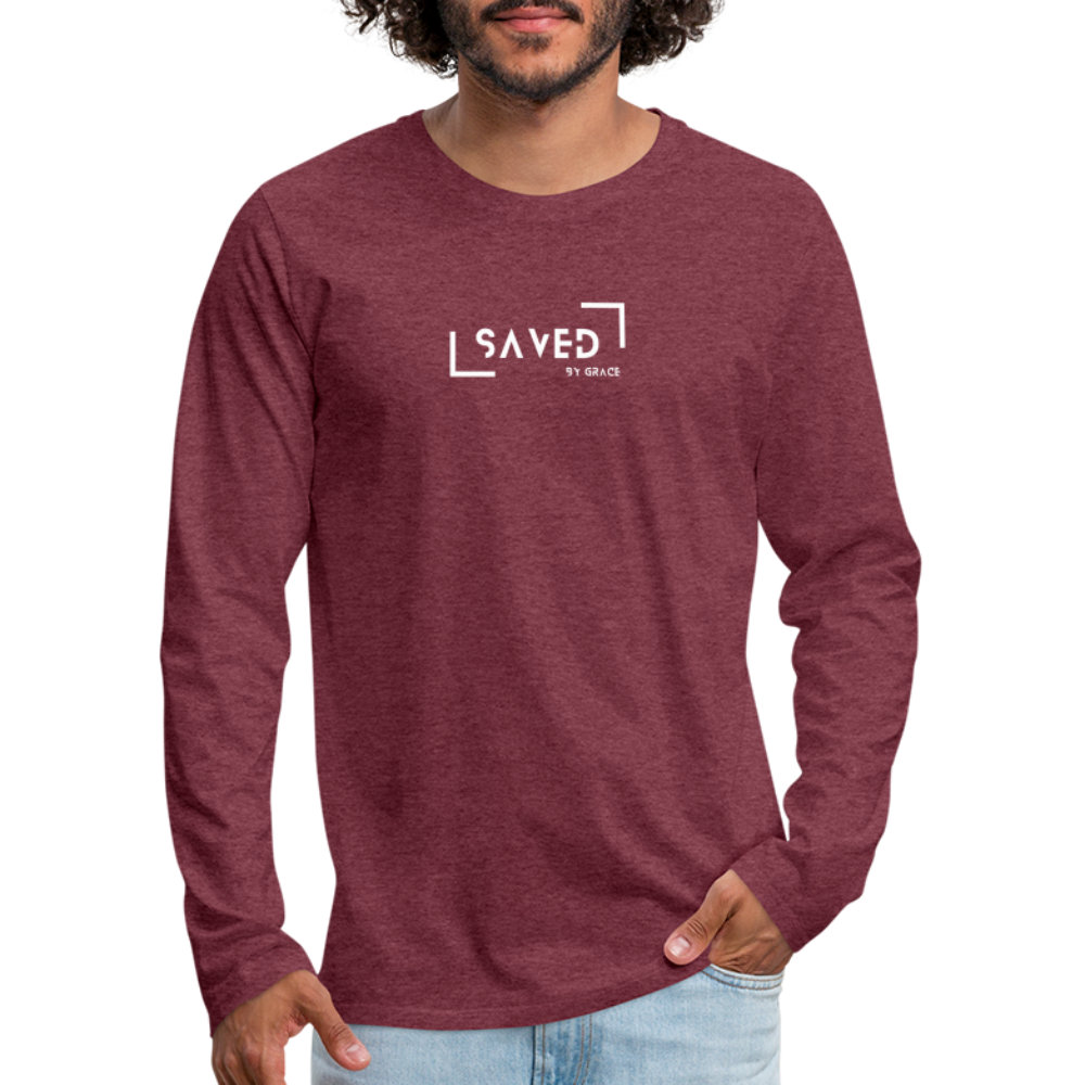 Saved by grace Men's Premium Longsleeve Shirt - heather burgundy