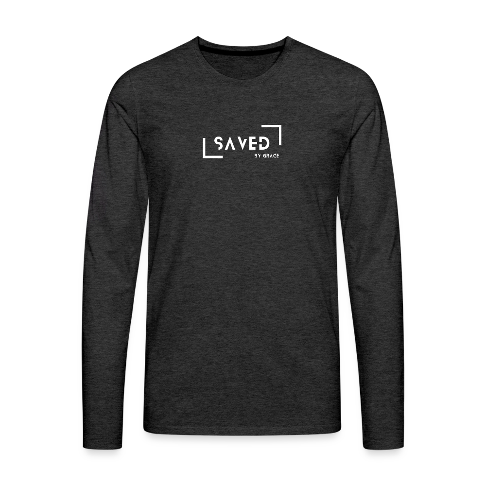 Saved by grace Men's Premium Longsleeve Shirt - charcoal grey