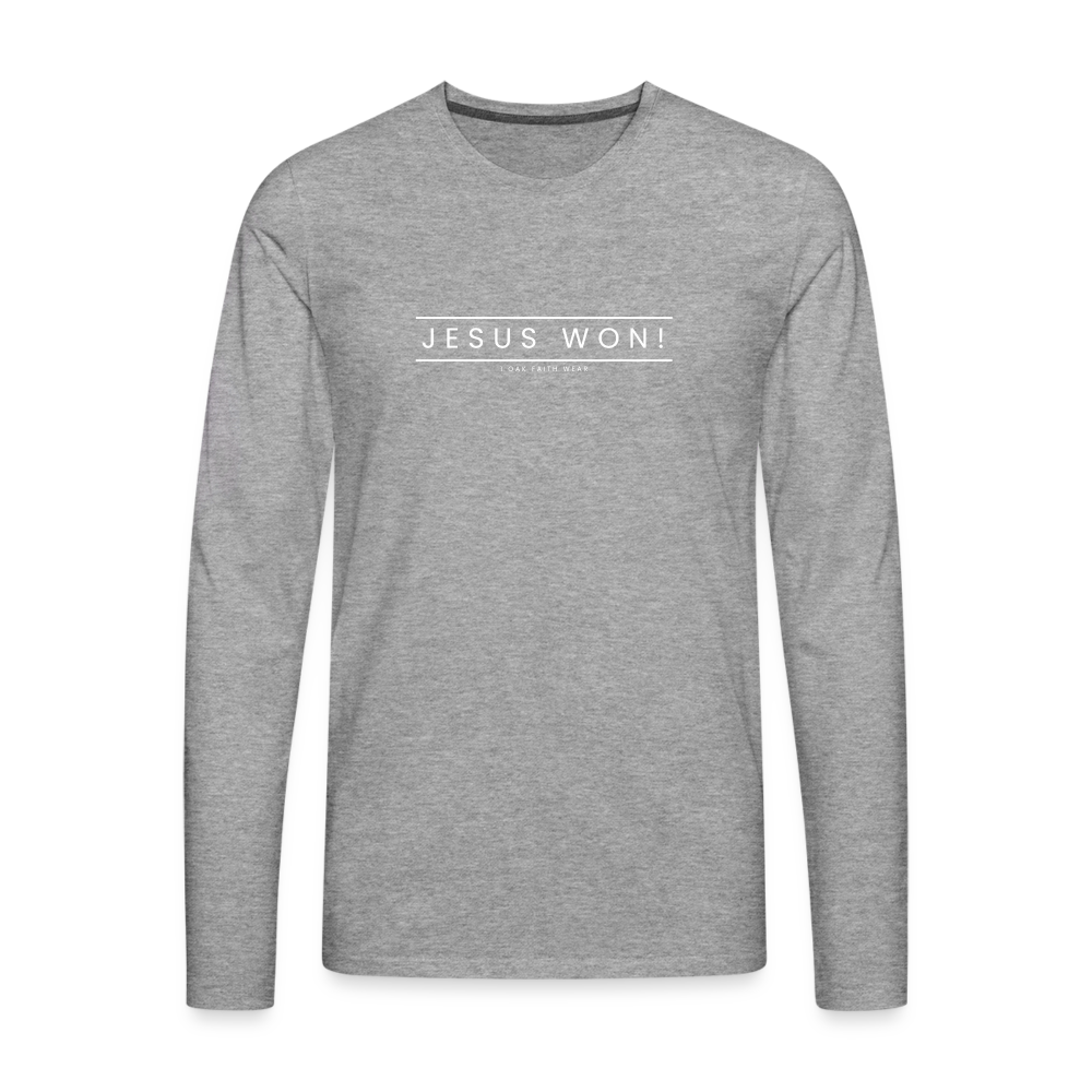 Jesus won! Men's Premium Longsleeve Shirt - heather grey