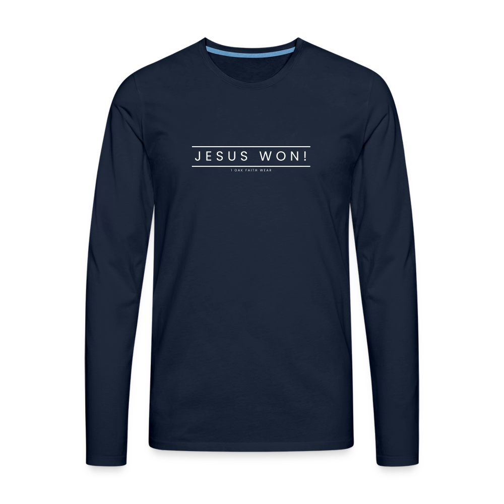Jesus won! Men's Premium Longsleeve Shirt - navy