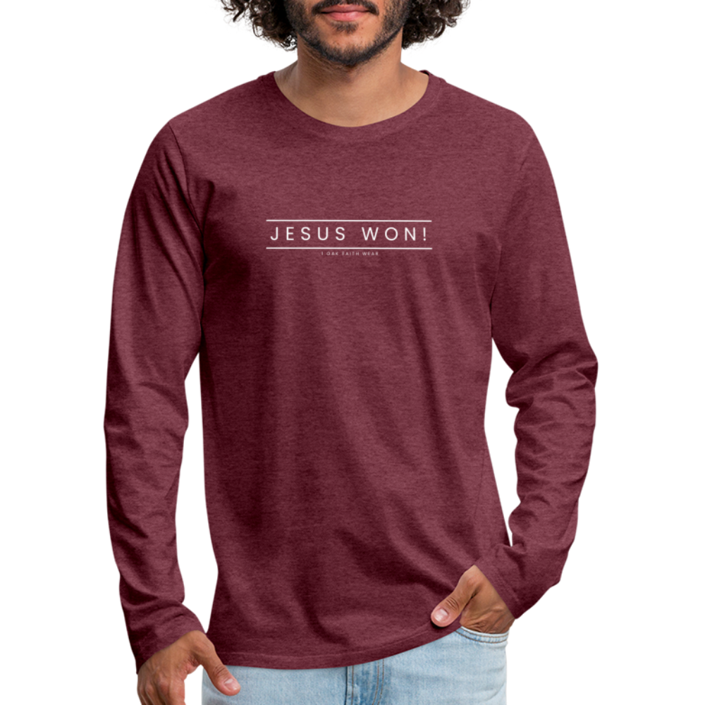Jesus won! Men's Premium Longsleeve Shirt - heather burgundy