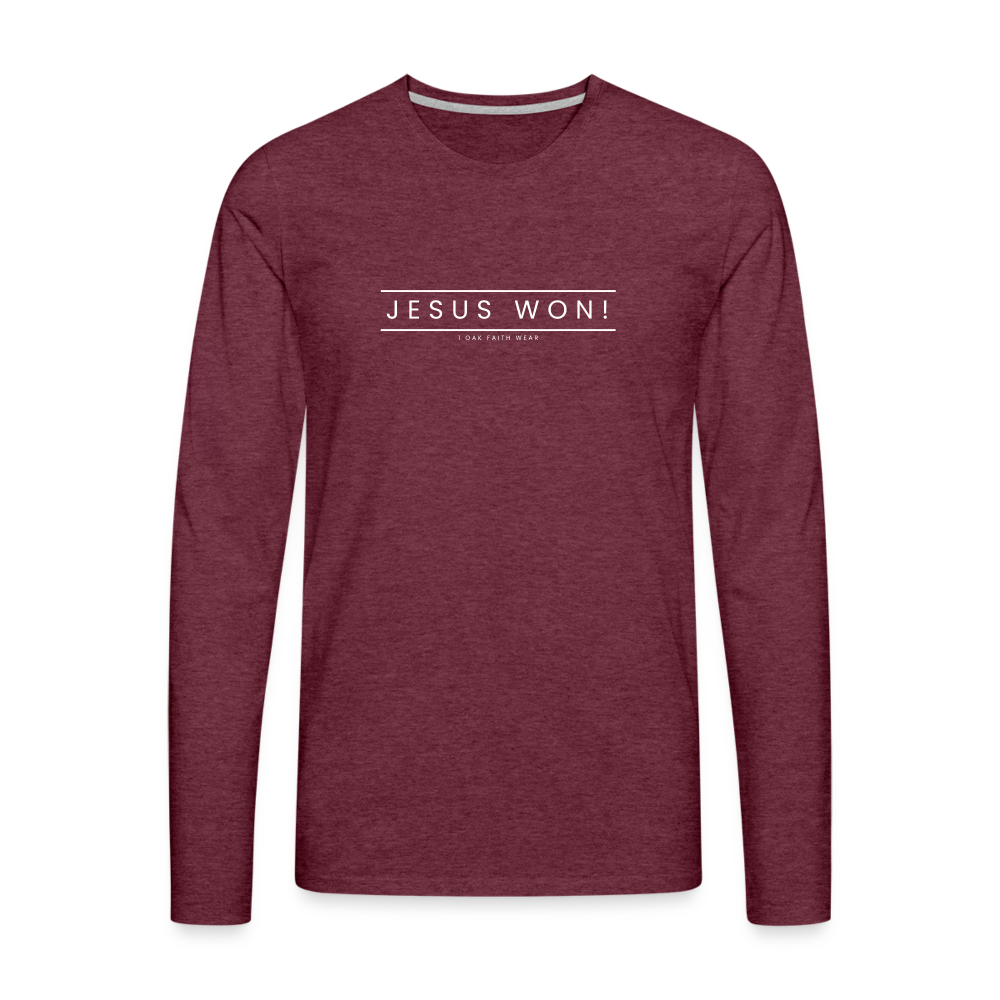 Jesus won! Men's Premium Longsleeve Shirt - heather burgundy