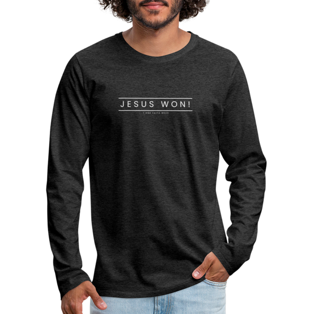 Jesus won! Men's Premium Longsleeve Shirt - charcoal grey