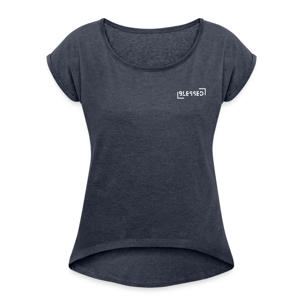 Blessed Women’s T-shirt with rolled sleeves - heather navy