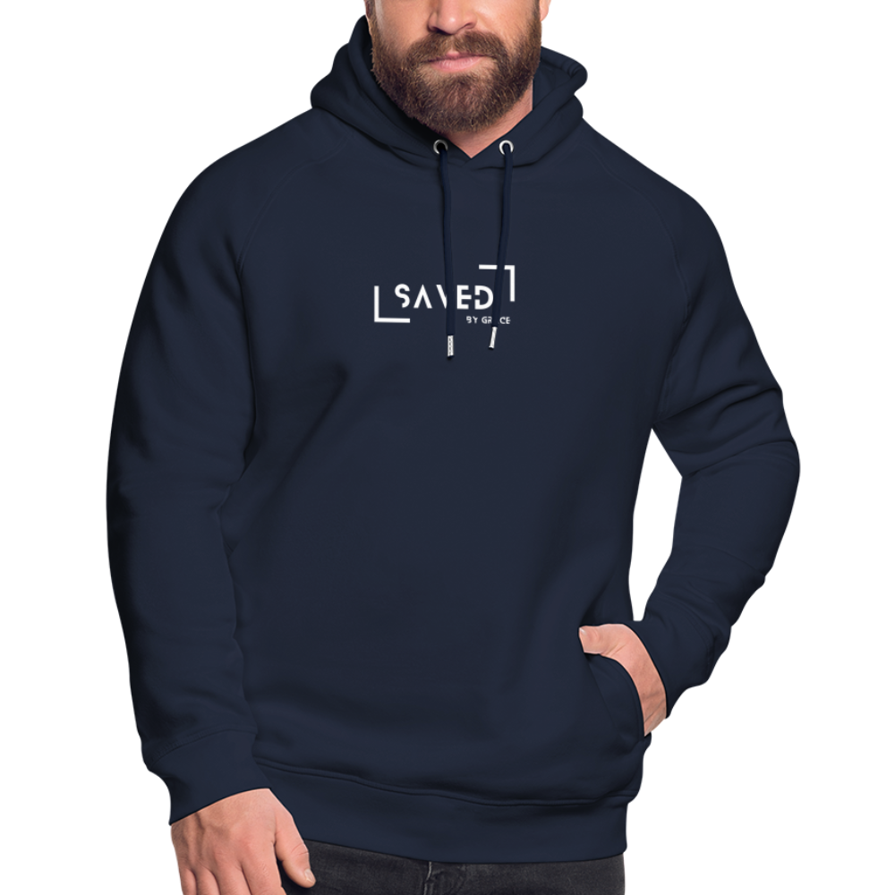 Saved by  grace Unisex Organic Hoodie by Stanley & Stella - navy