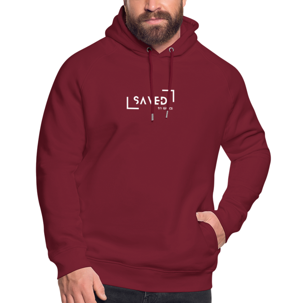 Saved by  grace Unisex Organic Hoodie by Stanley & Stella - burgundy