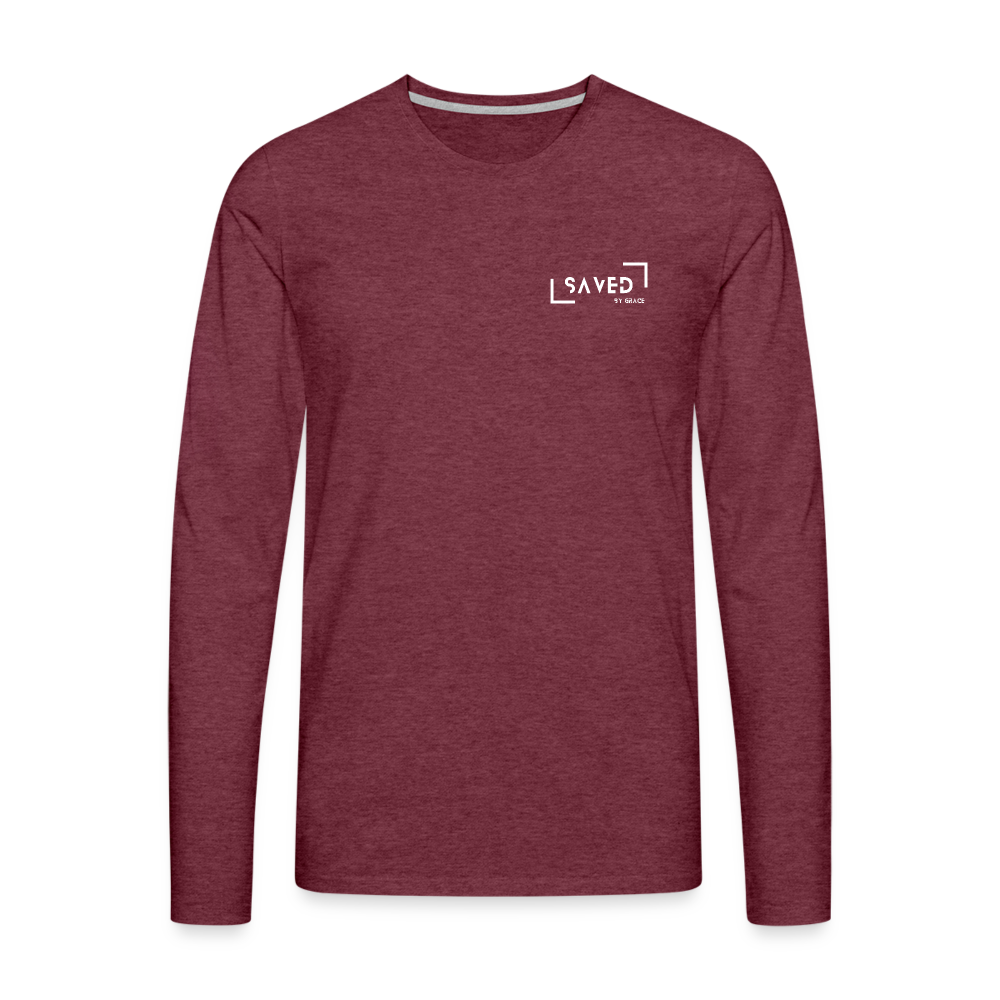 Saved by grace Men's Premium Longsleeve Shirt - heather burgundy