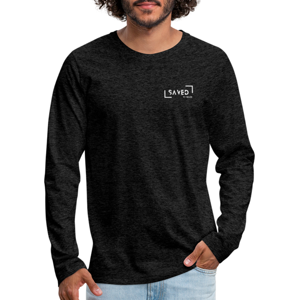 Saved by grace Men's Premium Longsleeve Shirt - charcoal grey