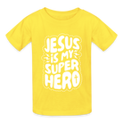 Jesus is my Superhero Kids T-Shirt - yellow